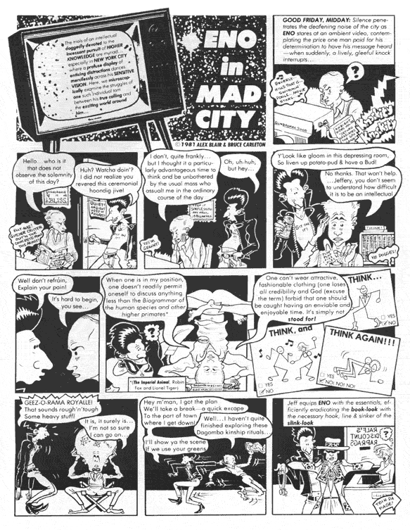 EG Records Newsletter, Eno In Mad City p1